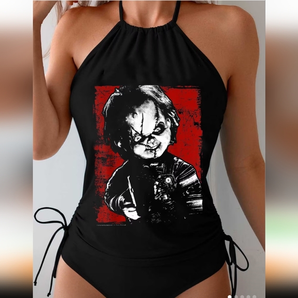Black Swimsuit with Chucky Graphic - Picture 1 of 2